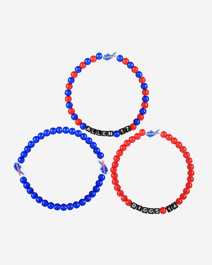 Josh Allen & Stefon Diggs Buffalo Bills 3 Pack Player Beaded Friendship Bracelet FOCO - FOCO.com