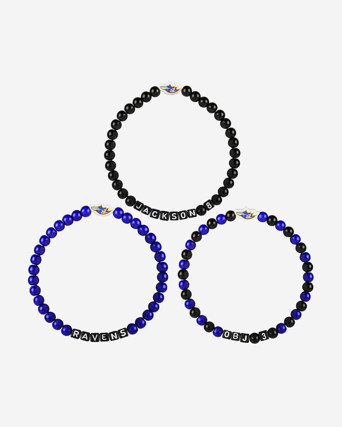 Lamar Jackson & Odell Beckham Jr Baltimore Ravens 3 Pack Player Beaded Friendship Bracelet FOCO - FOCO.com