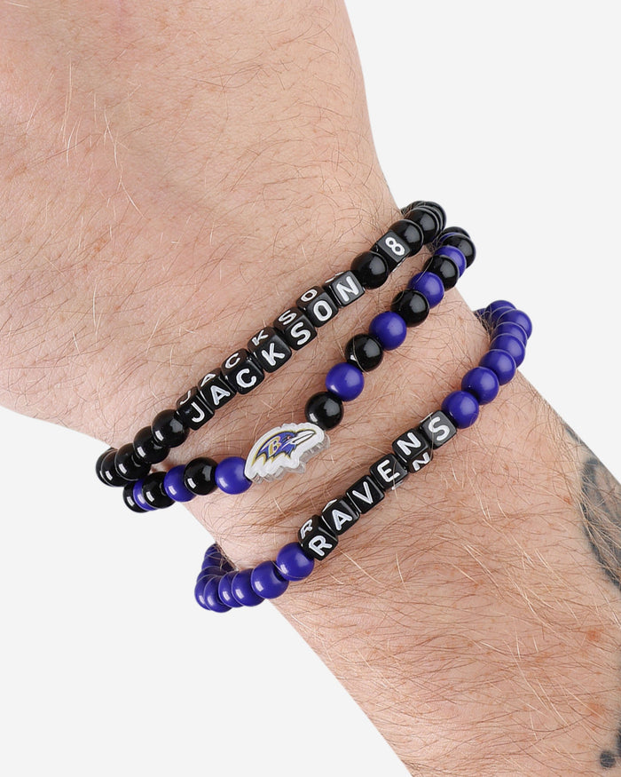 Lamar Jackson & Odell Beckham Jr Baltimore Ravens 3 Pack Player Beaded Friendship Bracelet FOCO - FOCO.com