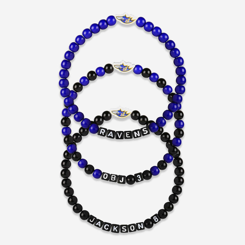 Lamar Jackson & Odell Beckham Jr Baltimore Ravens 3 Pack Player Beaded Friendship Bracelet FOCO - FOCO.com