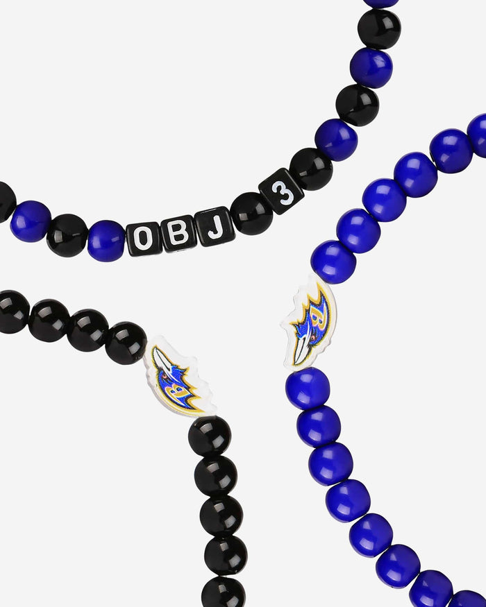 Lamar Jackson & Odell Beckham Jr Baltimore Ravens 3 Pack Player Beaded Friendship Bracelet FOCO - FOCO.com