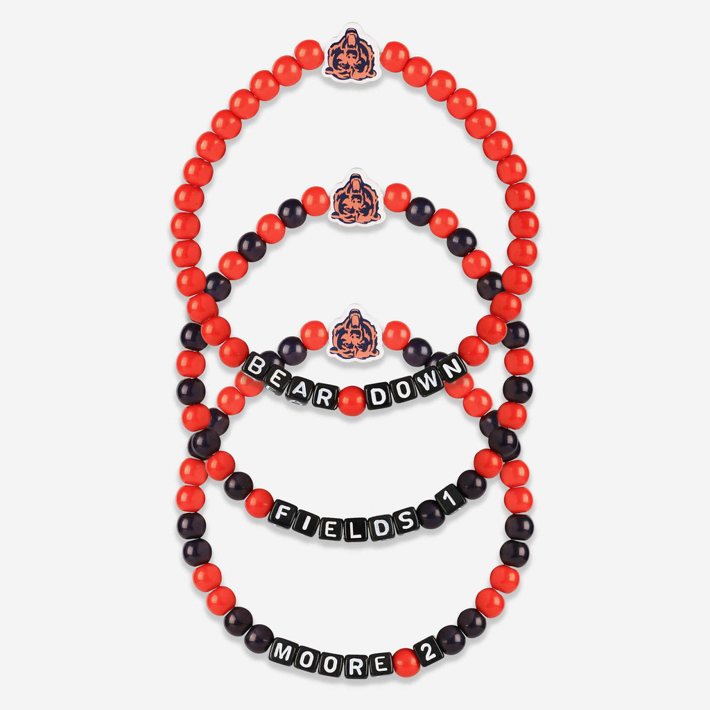 Justin Fields & DJ Moore Chicago Bears 3 Pack Player Beaded Friendship Bracelet FOCO - FOCO.com