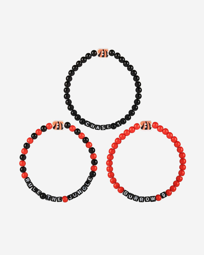 Joe Burrow & Ja'Marr Chase Cincinnati Bengals 3 Pack Player Beaded Friendship Bracelet FOCO - FOCO.com