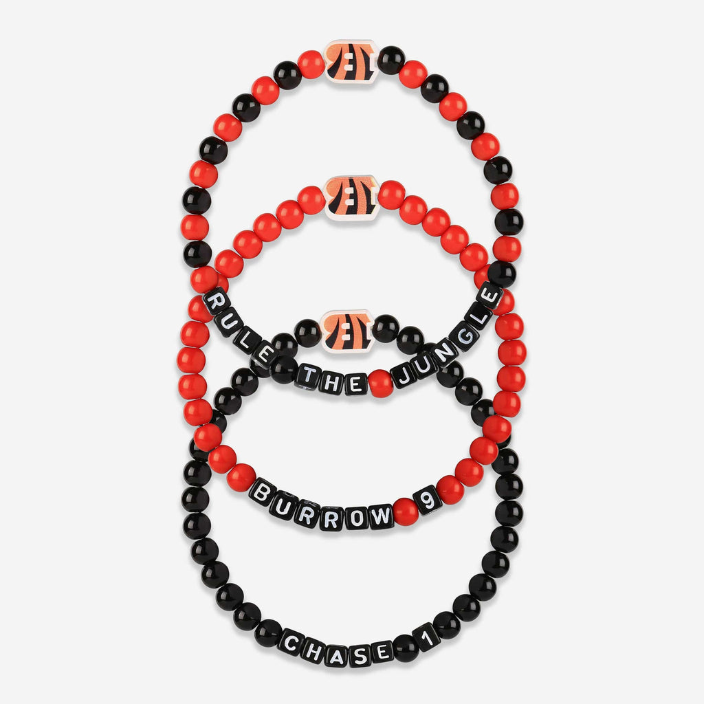 Joe Burrow & Ja'Marr Chase Cincinnati Bengals 3 Pack Player Beaded Friendship Bracelet FOCO - FOCO.com