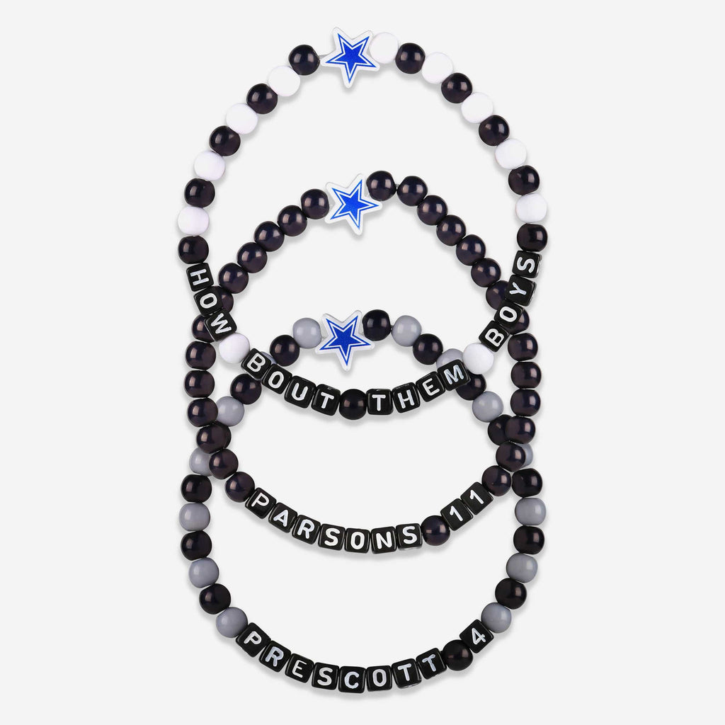 Dak Prescott & Micah Parsons Dallas Cowboys 3 Pack Player Beaded Friendship Bracelet FOCO - FOCO.com