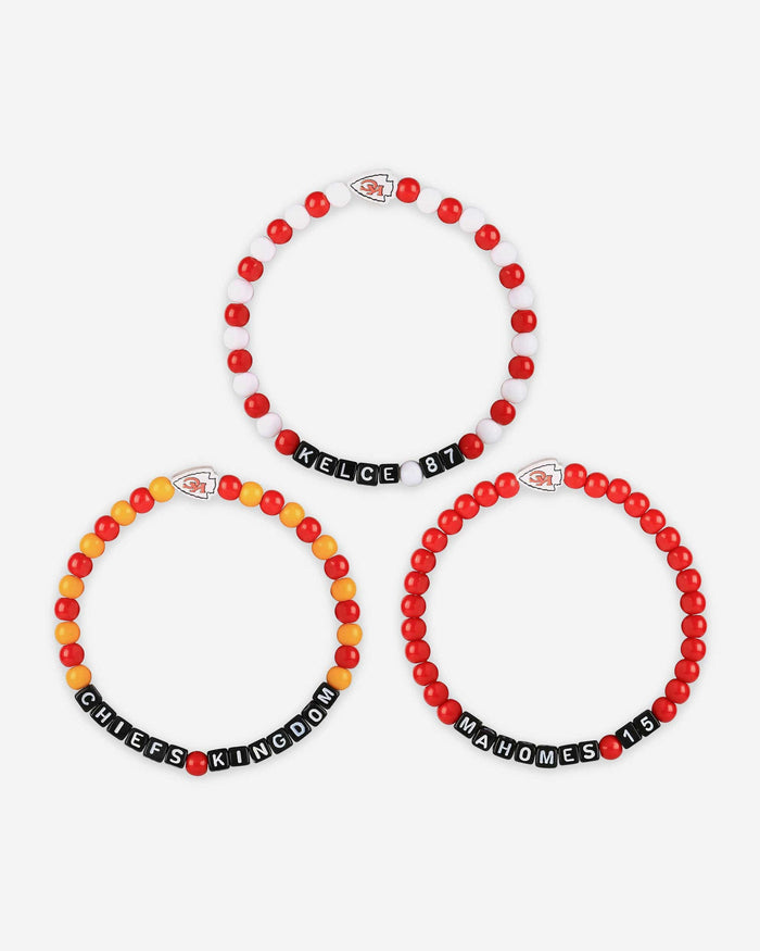 Travis Kelce & Patrick Mahomes Kansas City Chiefs 3 Pack Player Beaded Friendship Bracelet FOCO - FOCO.com