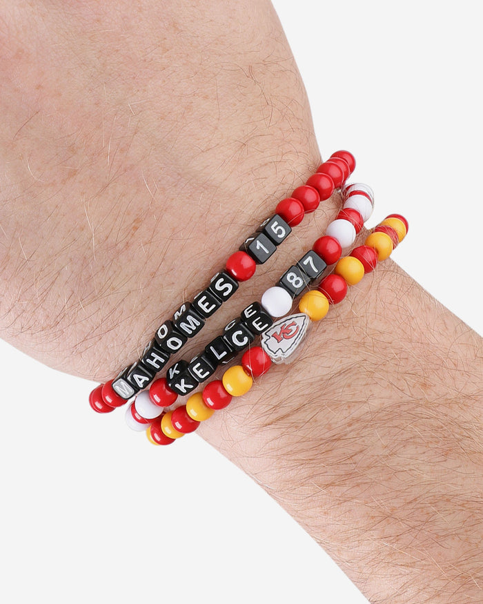 Travis Kelce & Patrick Mahomes Kansas City Chiefs 3 Pack Player Beaded Friendship Bracelet FOCO - FOCO.com