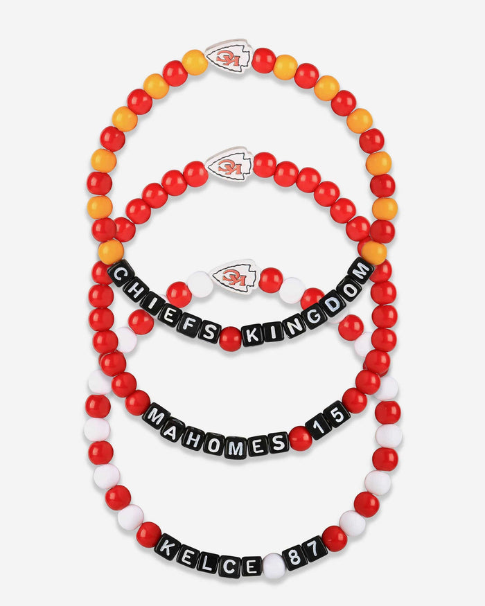 Travis Kelce & Patrick Mahomes Kansas City Chiefs 3 Pack Player Beaded Friendship Bracelet FOCO - FOCO.com