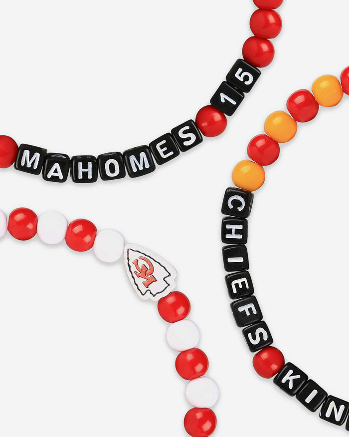 Travis Kelce & Patrick Mahomes Kansas City Chiefs 3 Pack Player Beaded Friendship Bracelet FOCO - FOCO.com