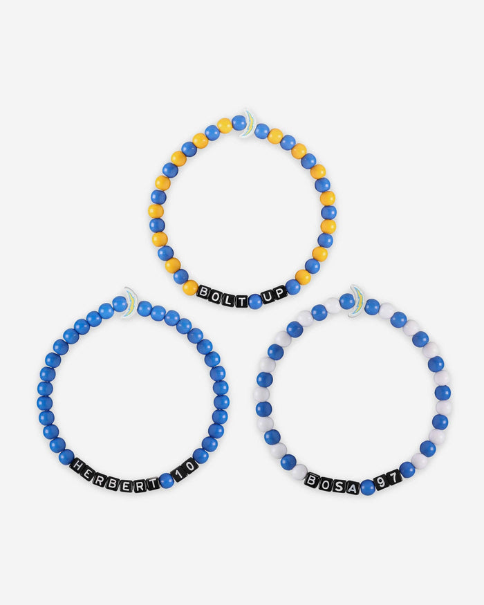 Justin Herbert & Joey Bosa Los Angeles Chargers 3 Pack Player Beaded Friendship Bracelet FOCO - FOCO.com