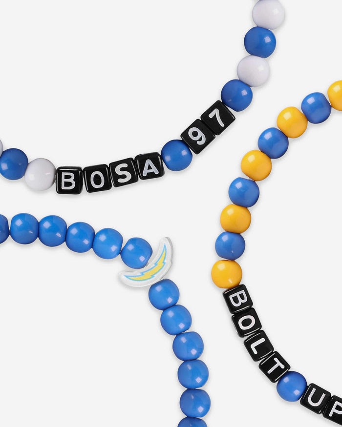 Justin Herbert & Joey Bosa Los Angeles Chargers 3 Pack Player Beaded Friendship Bracelet FOCO - FOCO.com