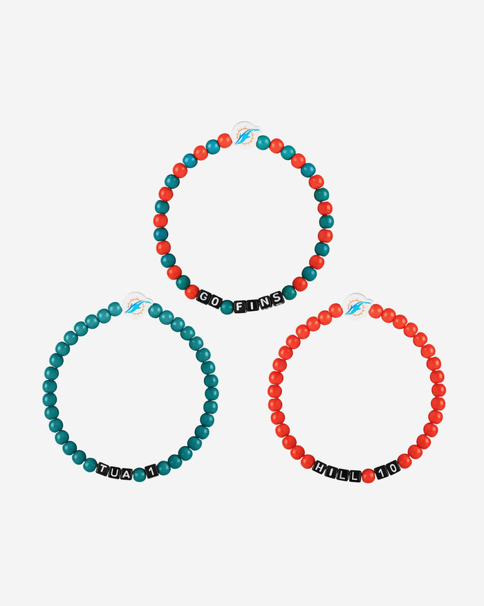 Tua Tagovailoa & Tyreek Hill Miami Dolphins 3 Pack Player Beaded Friendship Bracelet FOCO - FOCO.com