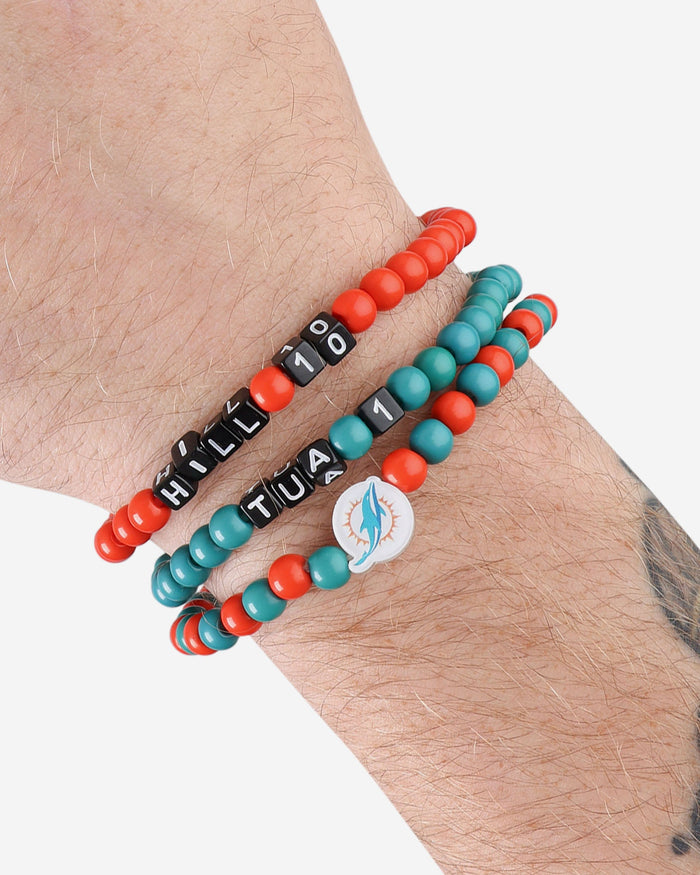 Tua Tagovailoa & Tyreek Hill Miami Dolphins 3 Pack Player Beaded Friendship Bracelet FOCO - FOCO.com