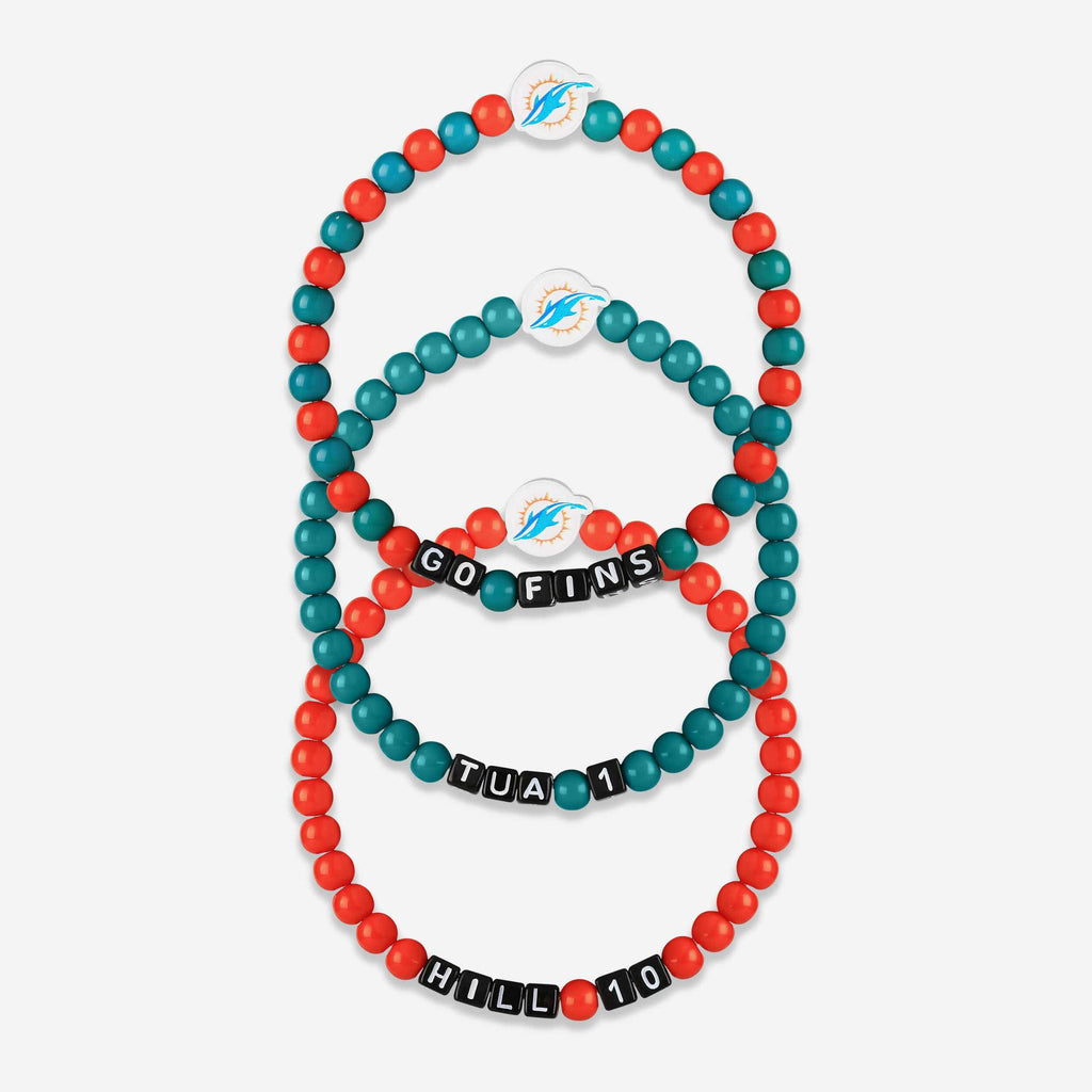 Tua Tagovailoa & Tyreek Hill Miami Dolphins 3 Pack Player Beaded Friendship Bracelet FOCO - FOCO.com