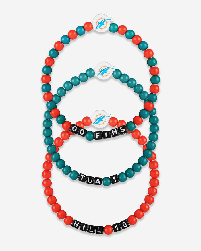 Tua Tagovailoa & Tyreek Hill Miami Dolphins 3 Pack Player Beaded Friendship Bracelet FOCO - FOCO.com