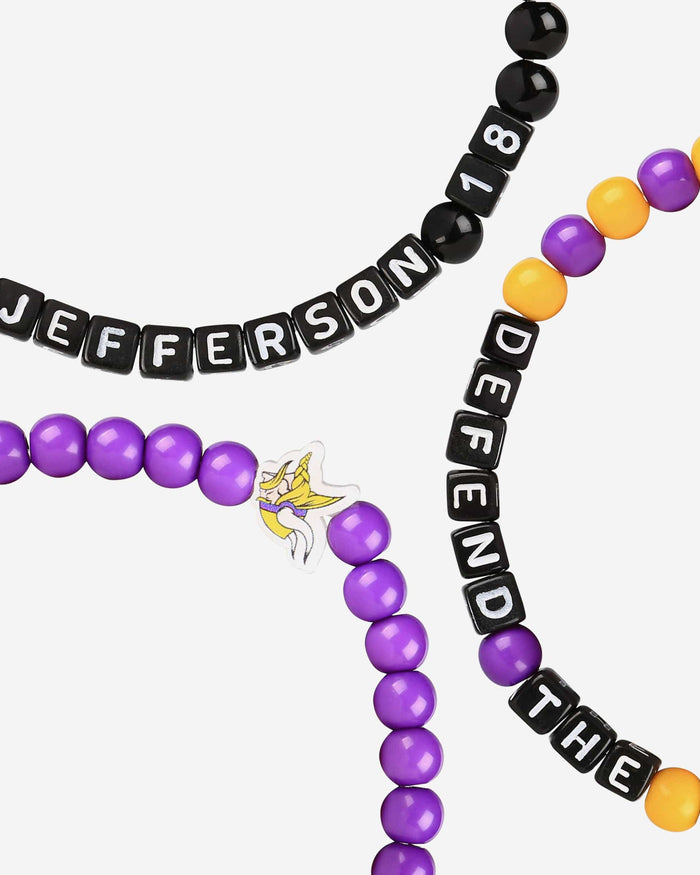 Justin Jefferson & Kirk Cousins Minnesota Vikings 3 Pack Player Beaded Friendship Bracelet FOCO - FOCO.com