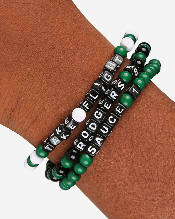 Aaron Rodgers & Sauce Gardner New York Jets 3 Pack Player Beaded Friendship Bracelet FOCO - FOCO.com