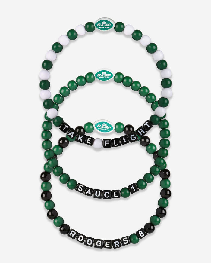 Aaron Rodgers & Sauce Gardner New York Jets 3 Pack Player Beaded Friendship Bracelet FOCO - FOCO.com