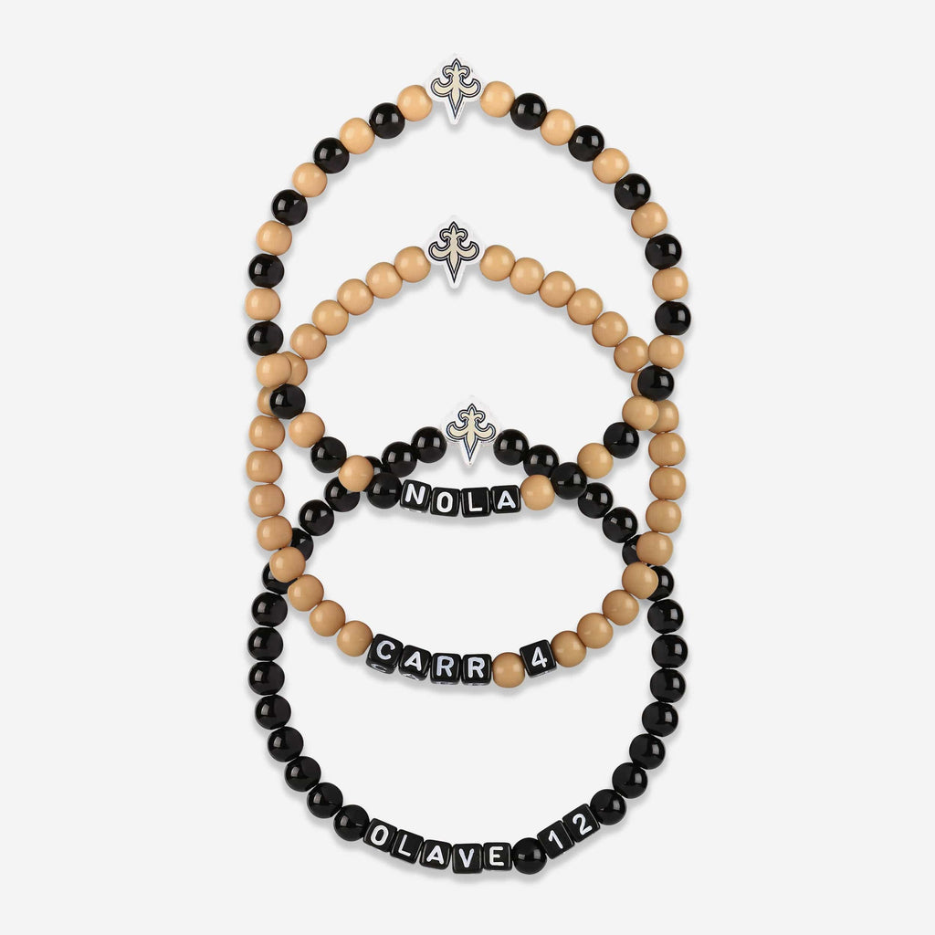 Chris Olave & Derek Carr New Orleans Saints 3 Pack Player Beaded Friendship Bracelet FOCO - FOCO.com