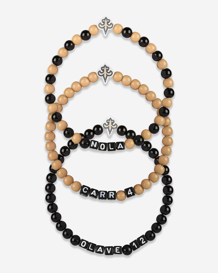 Chris Olave & Derek Carr New Orleans Saints 3 Pack Player Beaded Friendship Bracelet FOCO - FOCO.com