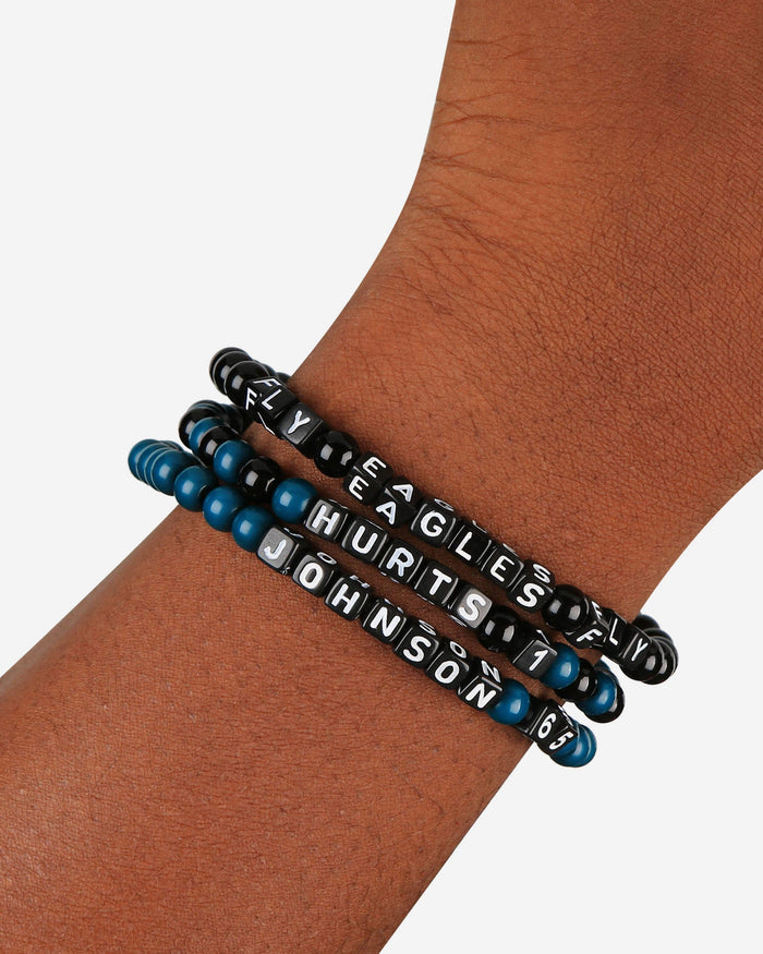 Jalen Hurts & Lane Johnson Philadelphia Eagles 3 Pack Player Beaded Friendship Bracelet FOCO - FOCO.com