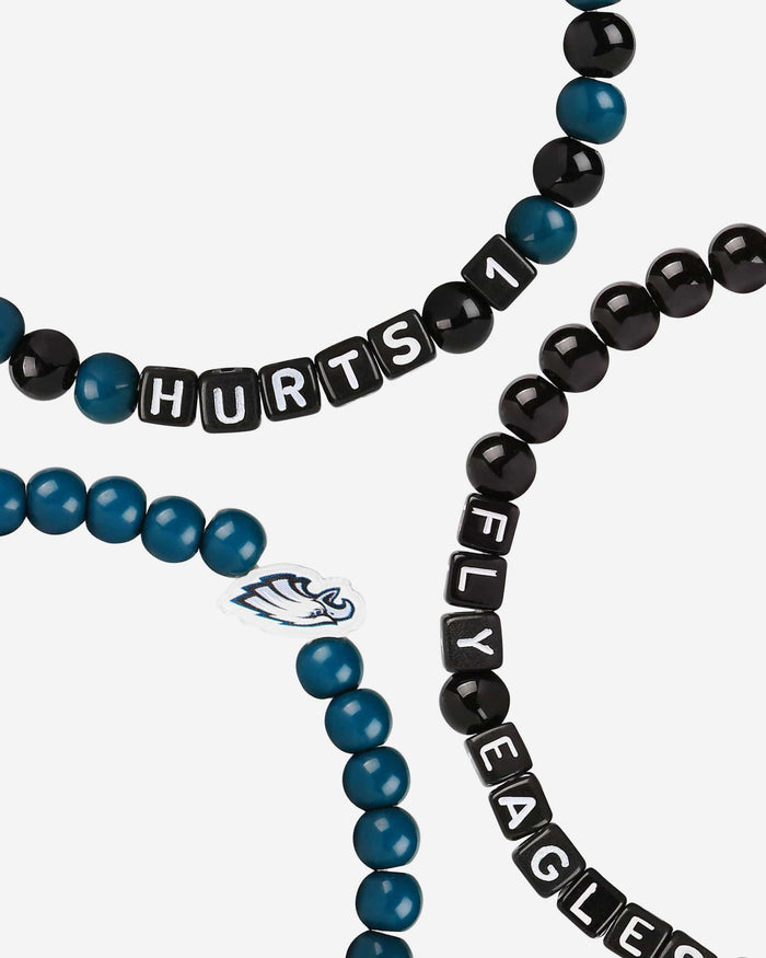 Jalen Hurts & Lane Johnson Philadelphia Eagles 3 Pack Player Beaded Friendship Bracelet FOCO - FOCO.com