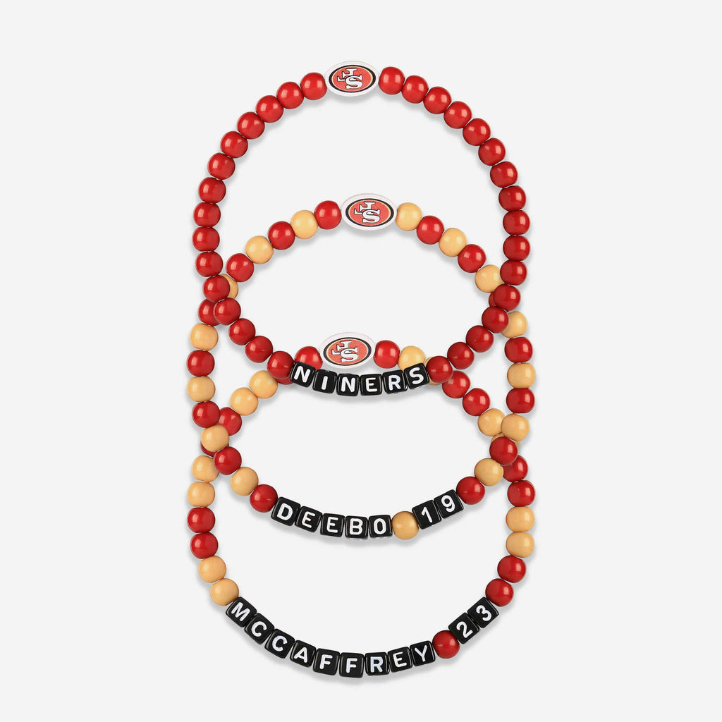 Deebo Samuel & Christian McCaffrey San Francisco 49ers 3 Pack Player Beaded Friendship Bracelet FOCO - FOCO.com