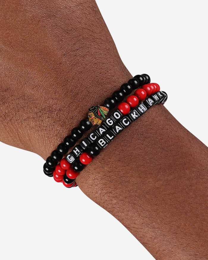 Chicago Blackhawks 3 Pack Beaded Friendship Bracelet FOCO - FOCO.com