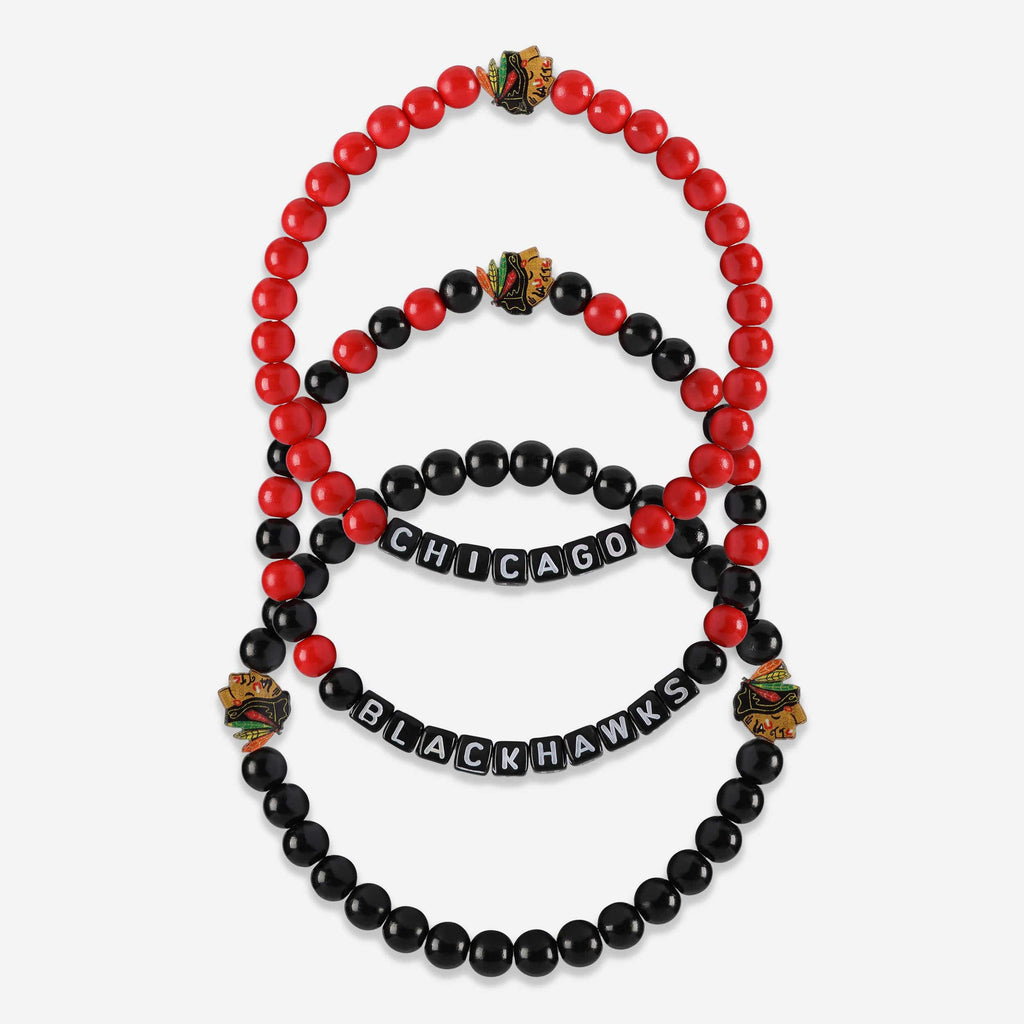 Chicago Blackhawks 3 Pack Beaded Friendship Bracelet FOCO - FOCO.com