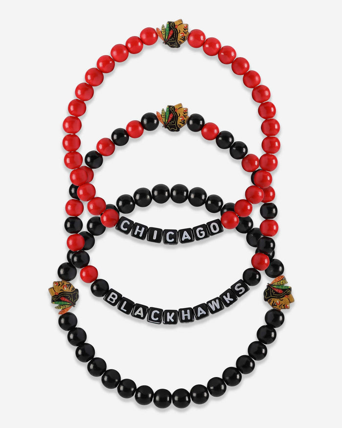 Chicago Blackhawks 3 Pack Beaded Friendship Bracelet FOCO - FOCO.com