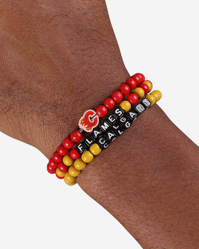 Calgary Flames 3 Pack Beaded Friendship Bracelet FOCO - FOCO.com