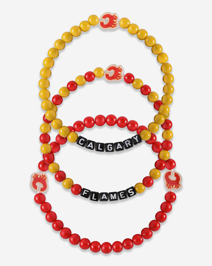 Calgary Flames 3 Pack Beaded Friendship Bracelet FOCO - FOCO.com