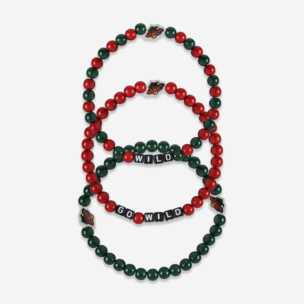 Minnesota Wild 3 Pack Beaded Friendship Bracelet FOCO - FOCO.com