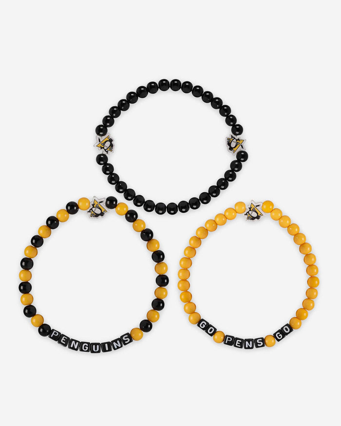 Pittsburgh Penguins 3 Pack Beaded Friendship Bracelet FOCO - FOCO.com