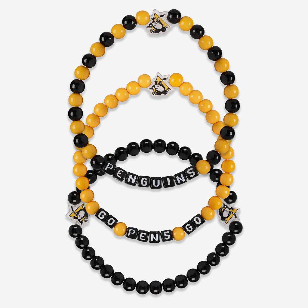 Pittsburgh Penguins 3 Pack Beaded Friendship Bracelet FOCO - FOCO.com