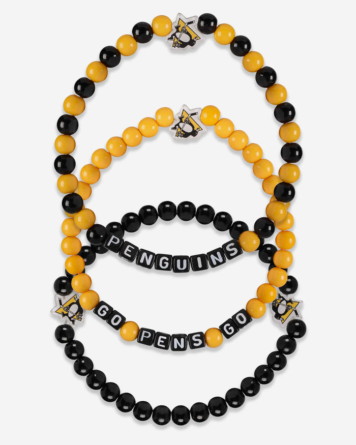 Pittsburgh Penguins 3 Pack Beaded Friendship Bracelet FOCO - FOCO.com