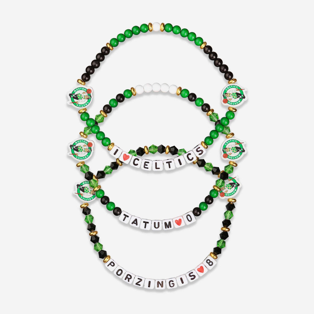 Jayson Tatum & Kristaps Porzingis Boston Celtics 3 Pack Player Friendship Bracelet FOCO - FOCO.com