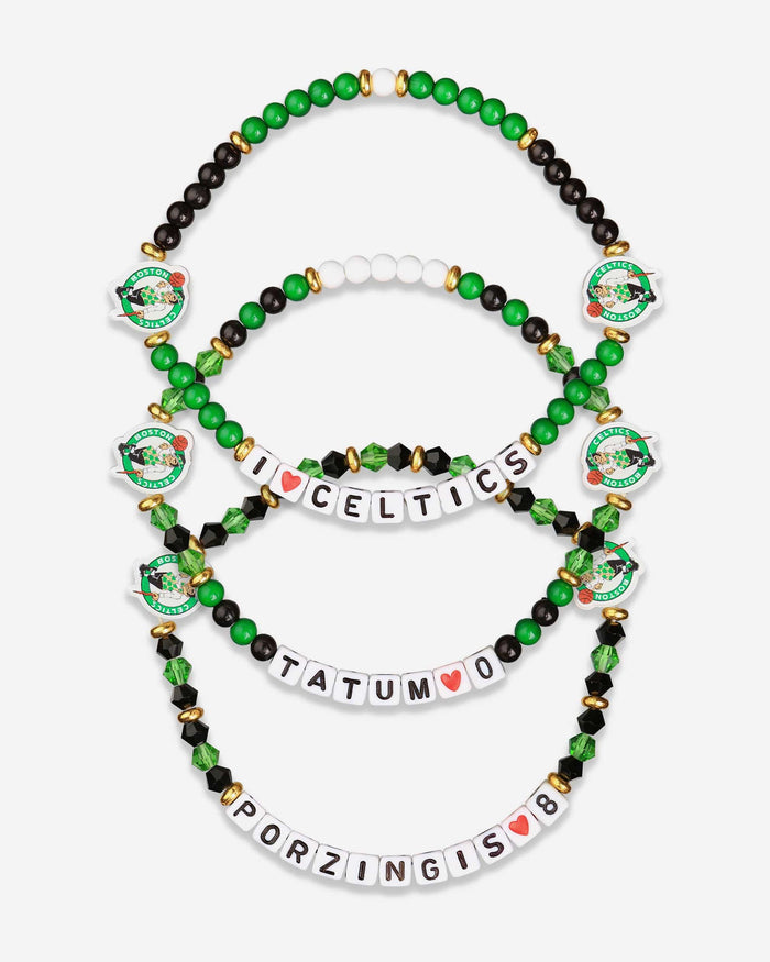 Jayson Tatum & Kristaps Porzingis Boston Celtics 3 Pack Player Friendship Bracelet FOCO - FOCO.com