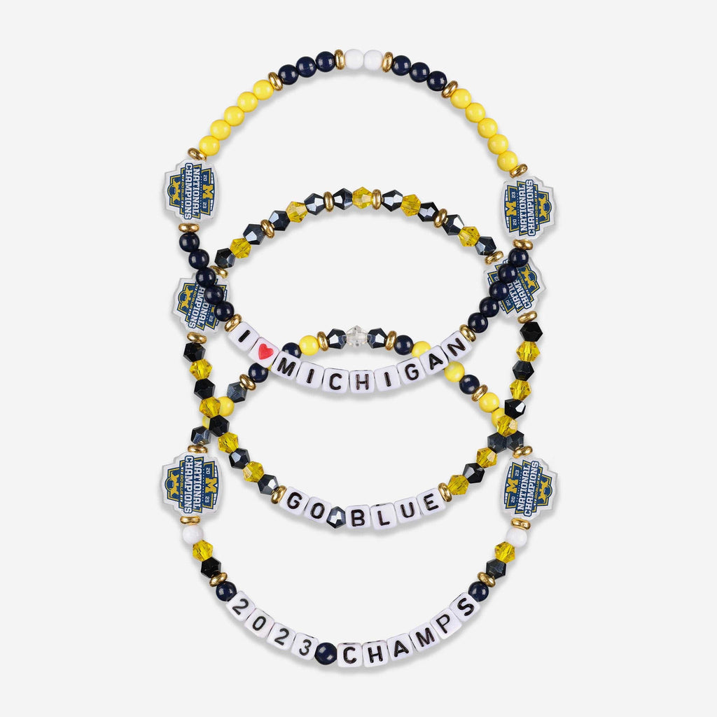 Michigan Wolverines 2023 Football National Champions 3 Pack Friendship Bracelet FOCO - FOCO.com