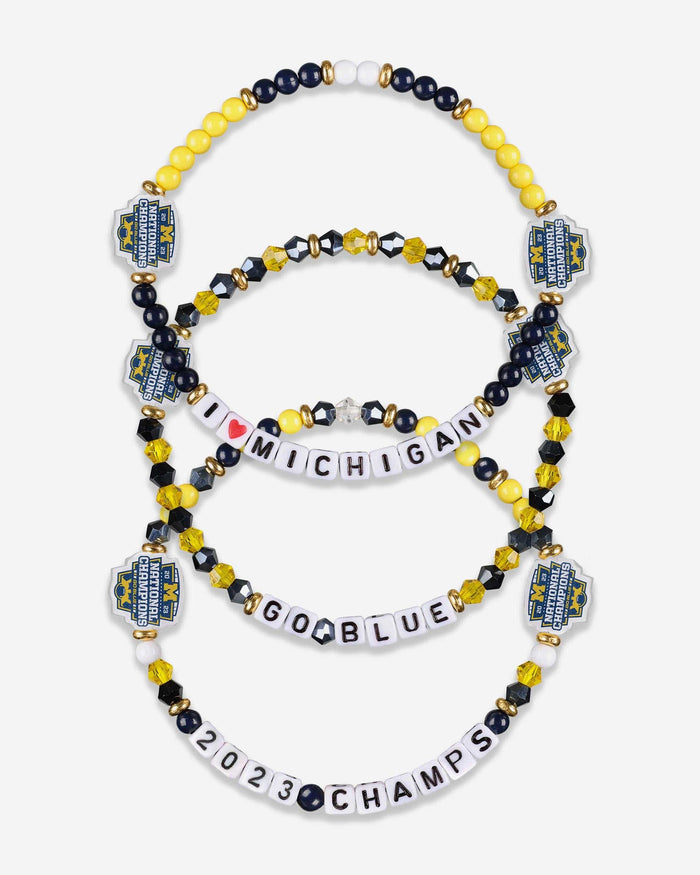 Michigan Wolverines 2023 Football National Champions 3 Pack Friendship Bracelet FOCO - FOCO.com