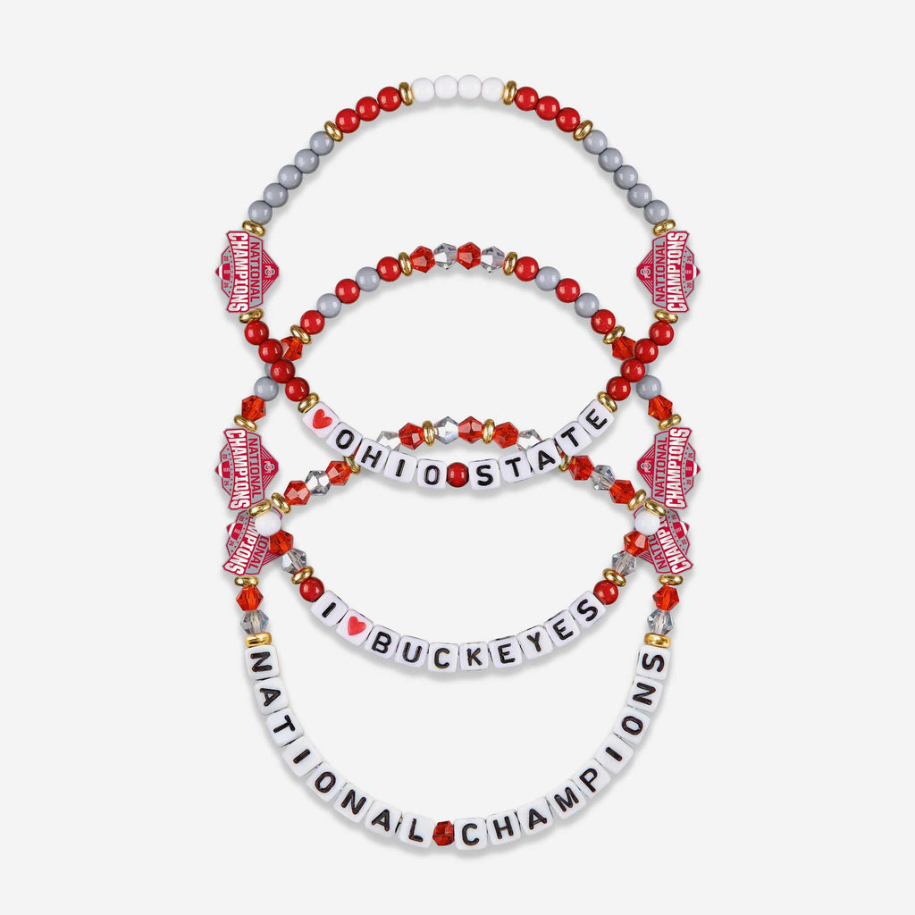 Ohio State Buckeyes 2024 Football National Champions 3 Pack Friendship Bracelet FOCO - FOCO.com