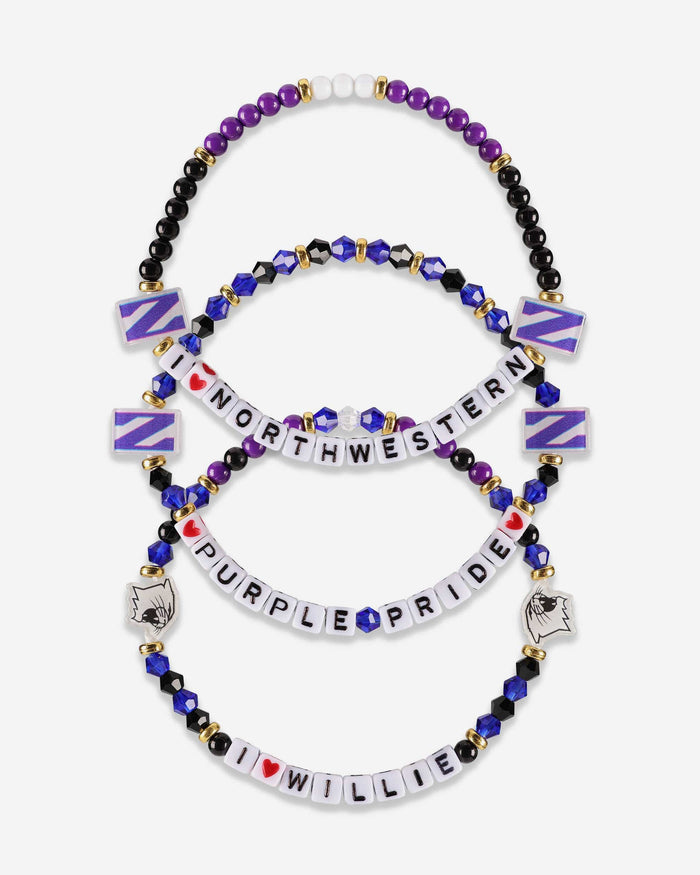 Northwestern Wildcats 3 Pack Friendship Bracelet FOCO - FOCO.com