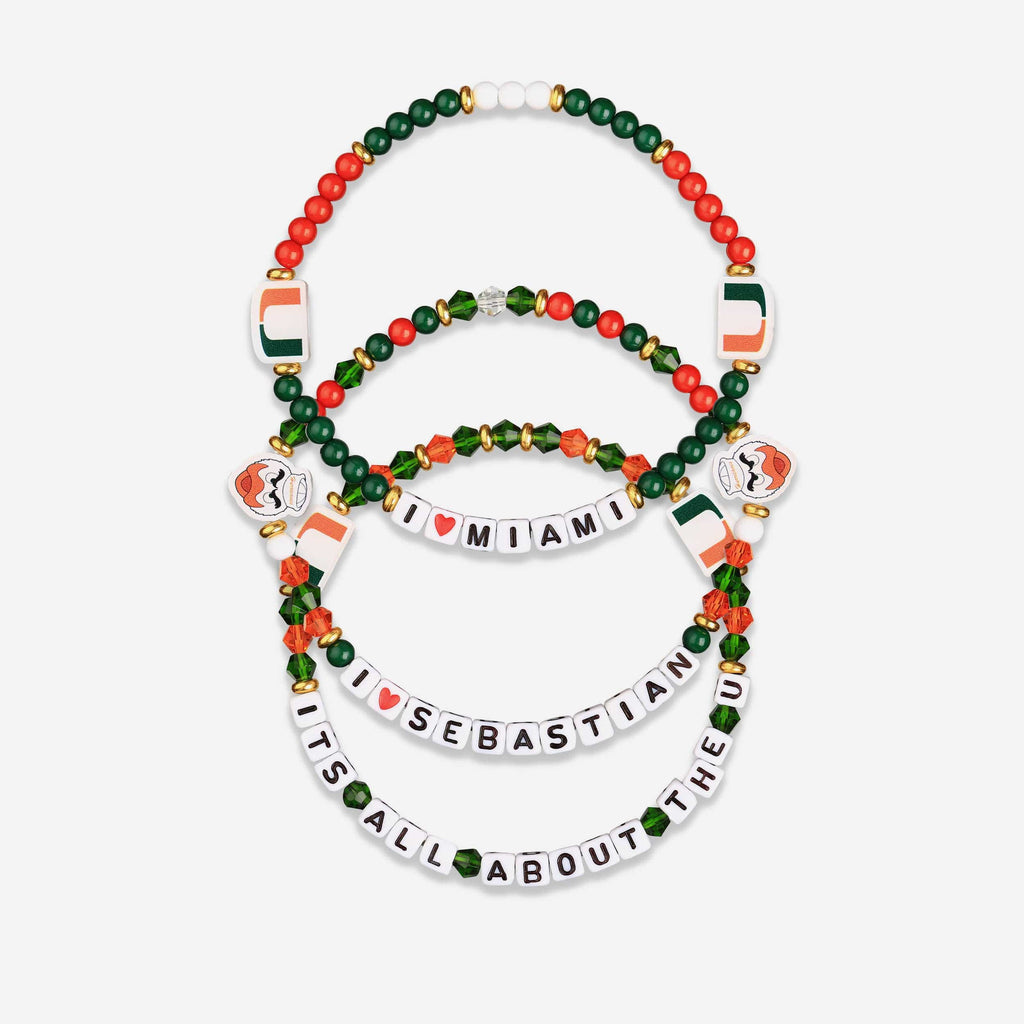 Miami Hurricanes 3 Pack Friendship Bracelet FOCO - FOCO.com