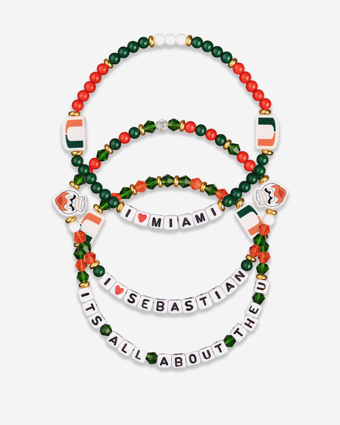 Miami Hurricanes 3 Pack Friendship Bracelet FOCO - FOCO.com