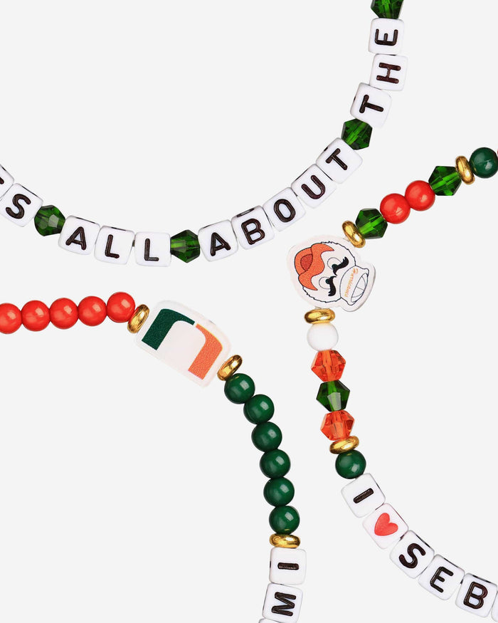 Miami Hurricanes 3 Pack Friendship Bracelet FOCO - FOCO.com