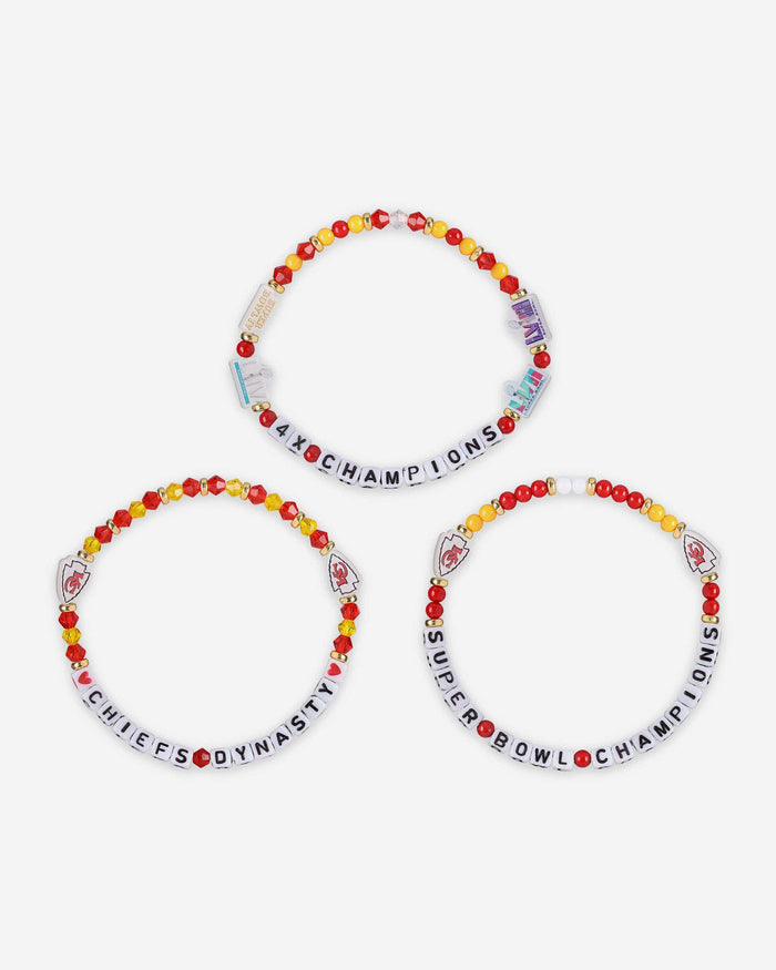 Kansas City Chiefs 4X Super Bowl LVIII Champions 3 Pack Team Friendship Bracelet FOCO - FOCO.com