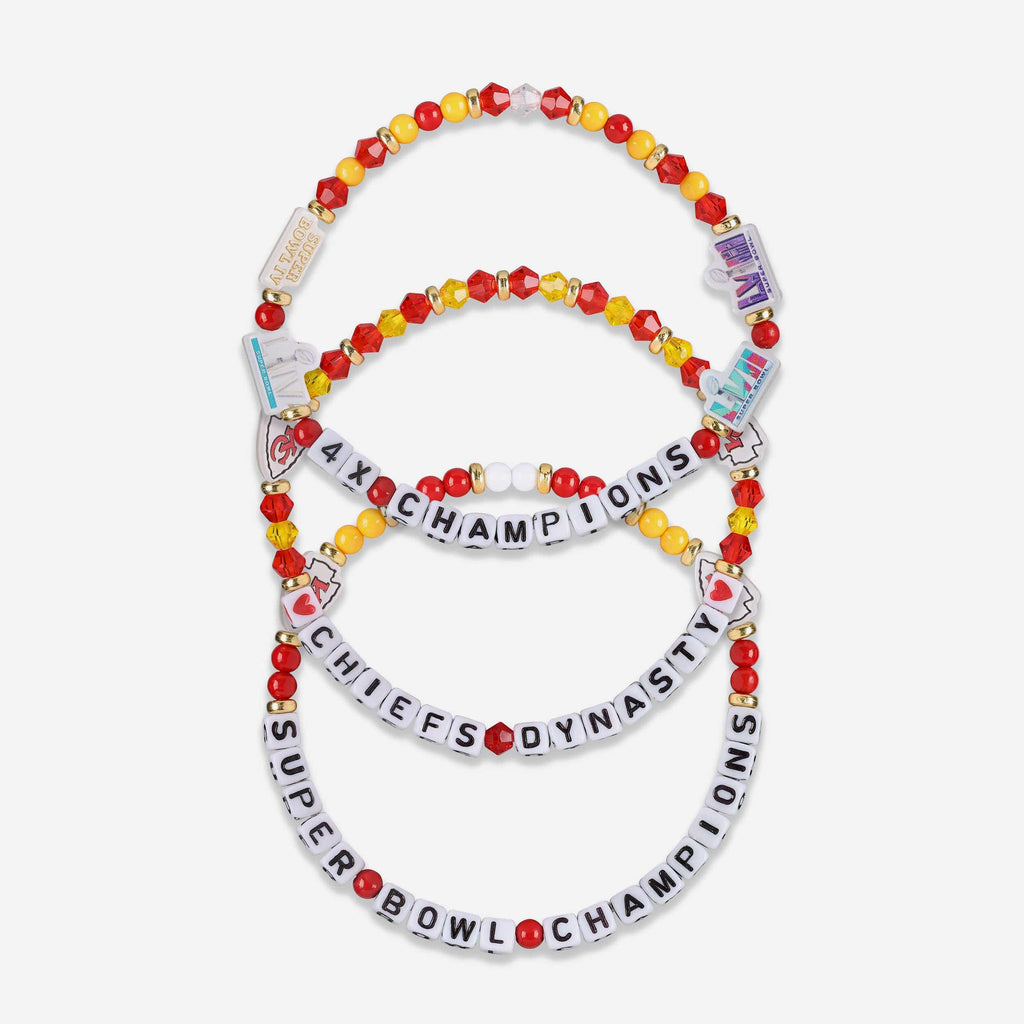 Kansas City Chiefs 4X Super Bowl LVIII Champions 3 Pack Team Friendship Bracelet FOCO - FOCO.com