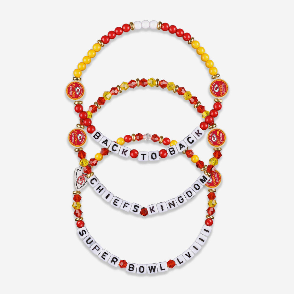 Kansas City Chiefs Super Bowl LVIII Champions 3 Pack Friendship Bracelet FOCO - FOCO.com