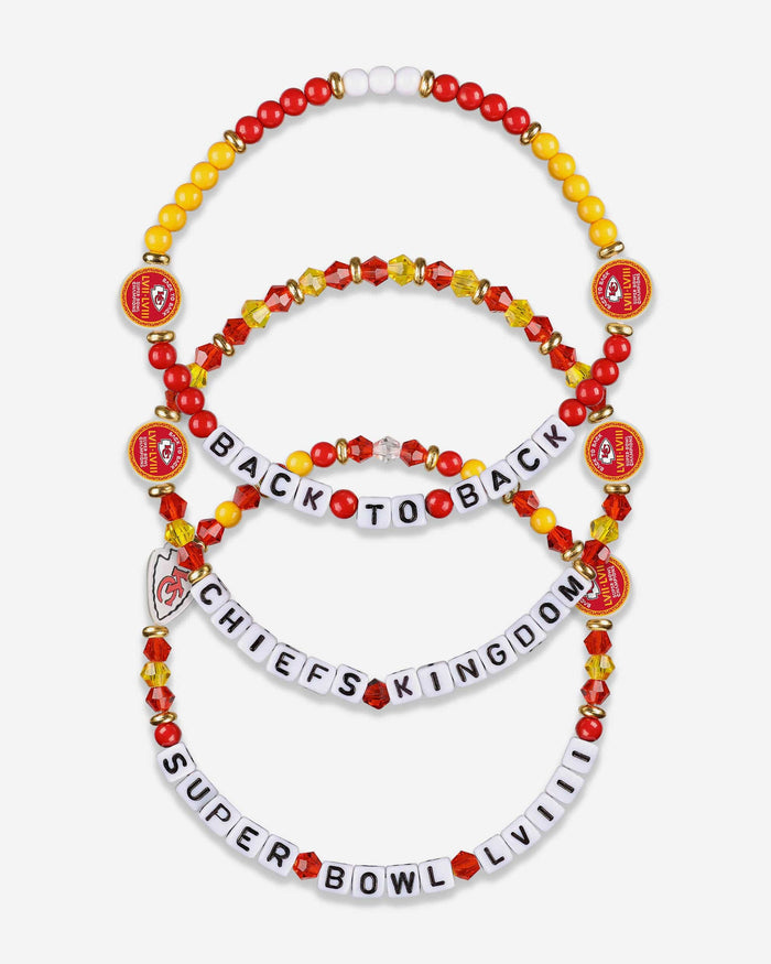 Kansas City Chiefs Super Bowl LVIII Champions 3 Pack Friendship Bracelet FOCO - FOCO.com