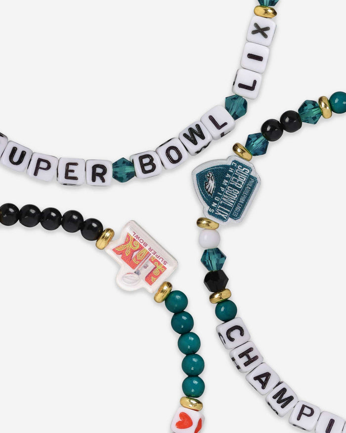 Philadelphia Eagles Super Bowl LIX Champions 3 Pack Friendship Bracelet FOCO - FOCO.com